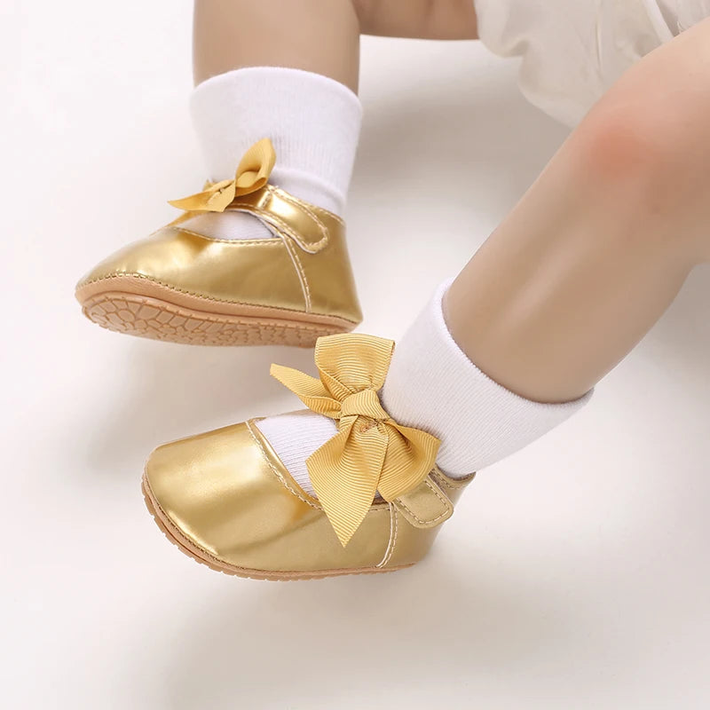 Baby Girl Bow Flats – Soft Sole Non-Slip First-Step Sandals