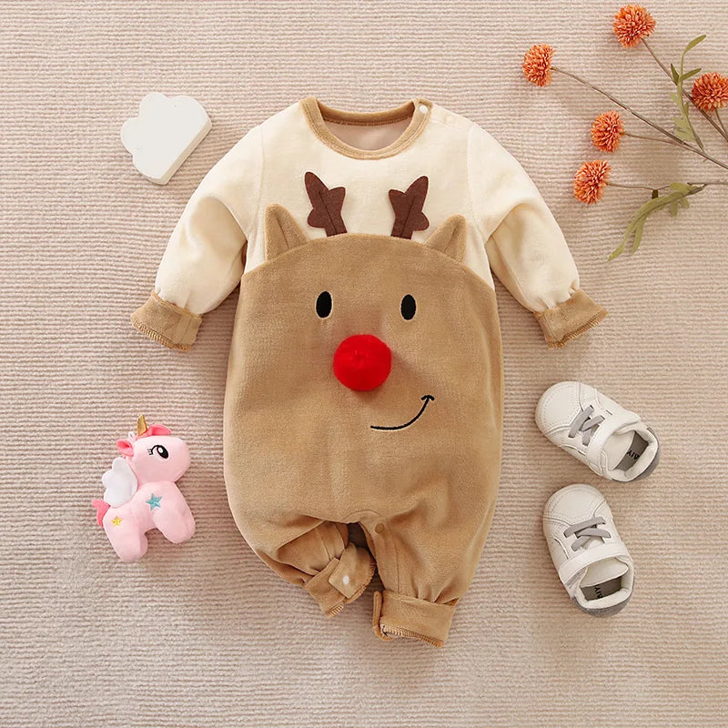 Christmas Elk Baby Jumpsuit (0–18M)