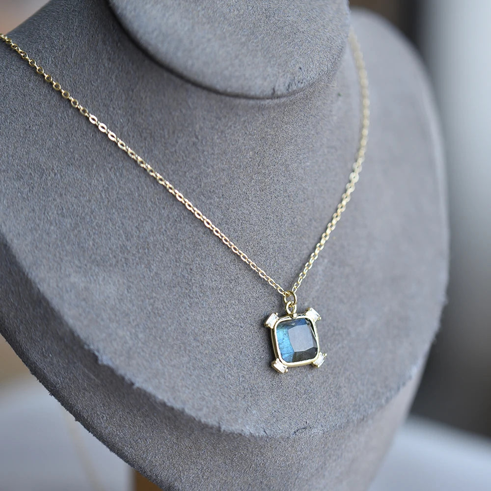 Itsmos Natural Labradorite Square Windmill Pendant