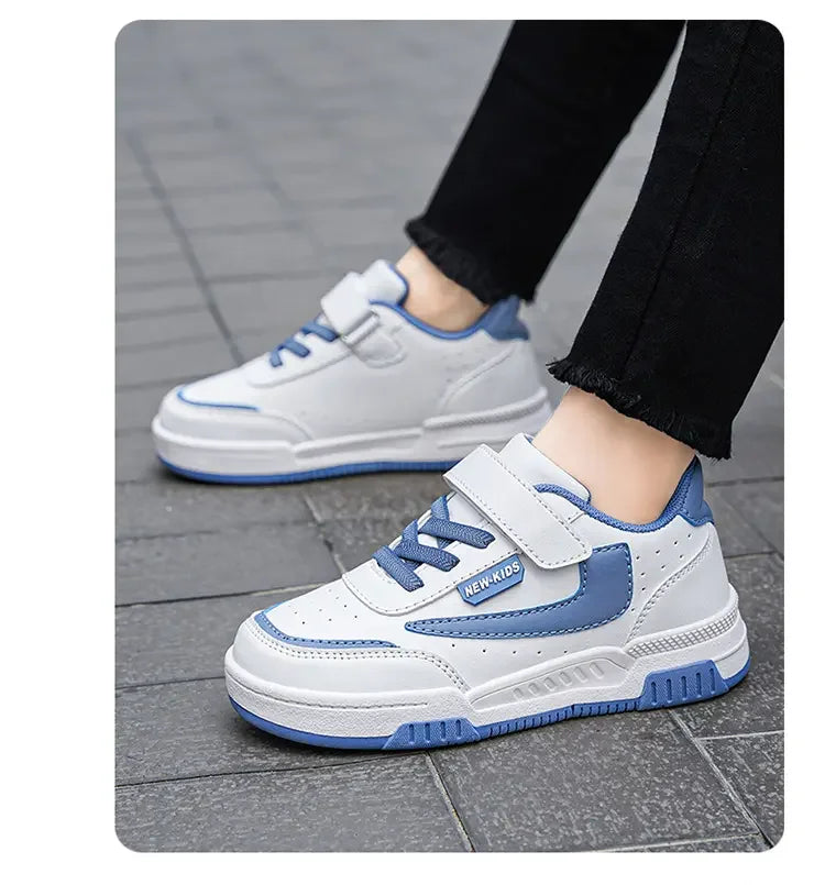 Kids’ Running Sneakers – Leather & Mesh, Non-Slip Shoes
