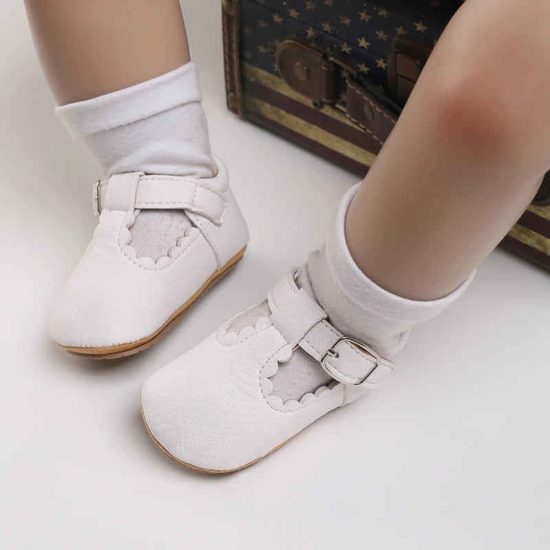 Baby Stripe Leather Shoes – Multicolor Non-Slip First Walkers