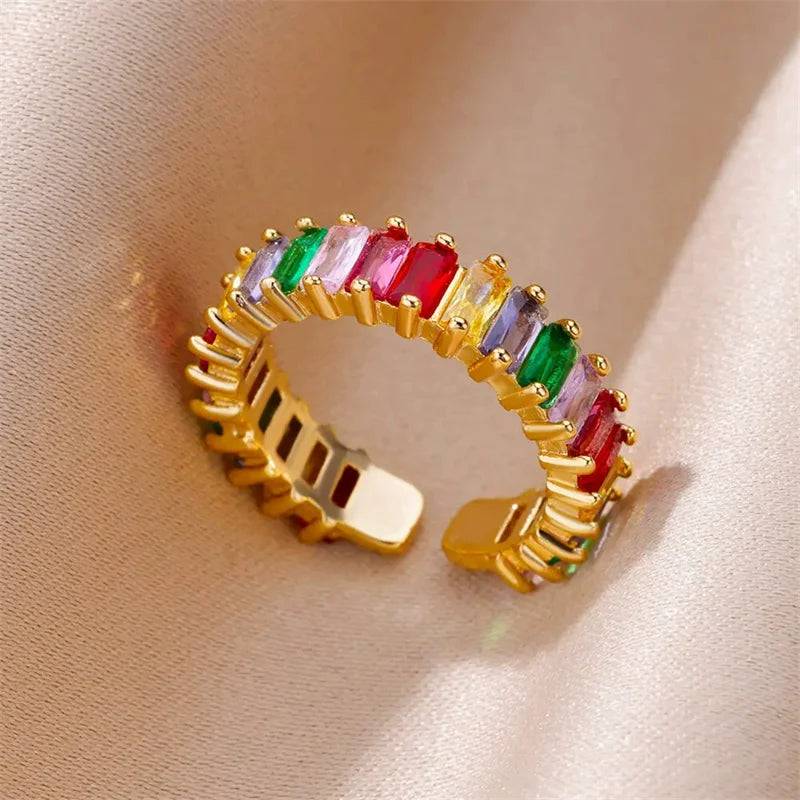Eilieck Stainless Steel Zirconia Ring