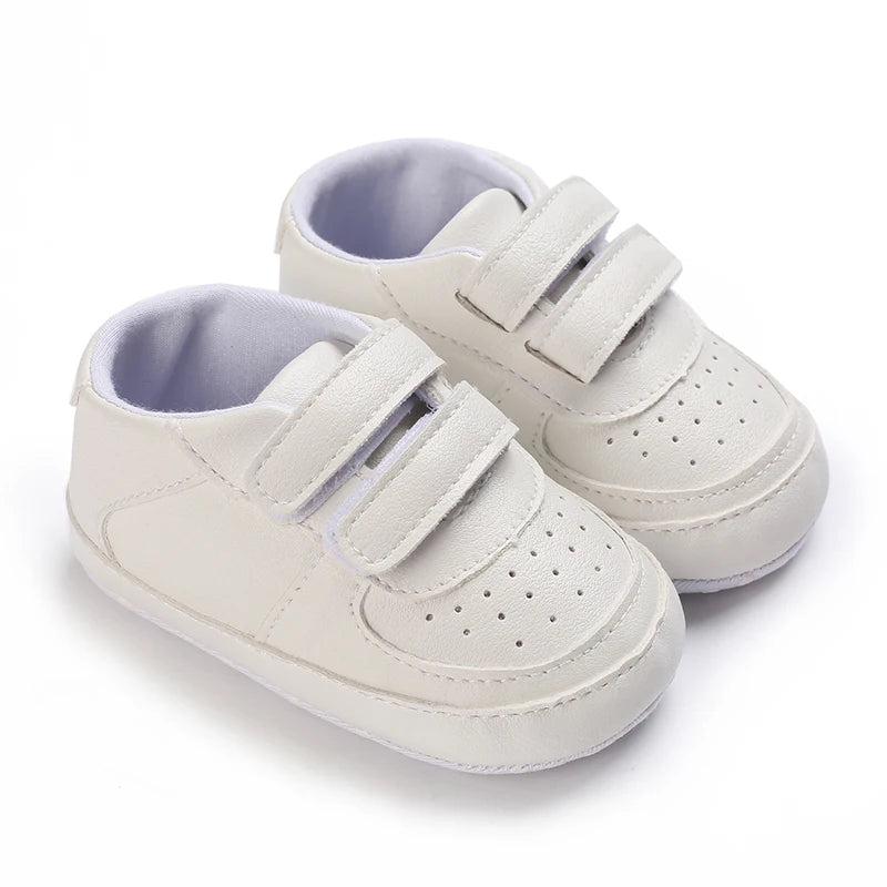 Infant Spring Sneakers (0–18M) – White Non-Slip Soft-Soled Shoes