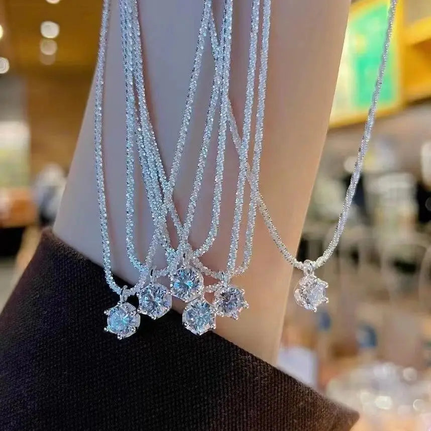 Popular S925 Sterling Silver Sparkling Necklace