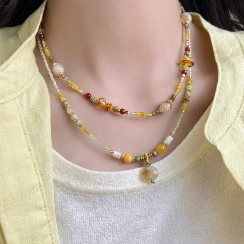 New Chinesestyle Natural Stone Necklace Beads