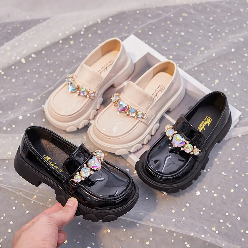 Girls’ Leather Princess Shoes – Low-Heeled Wedding Shoes