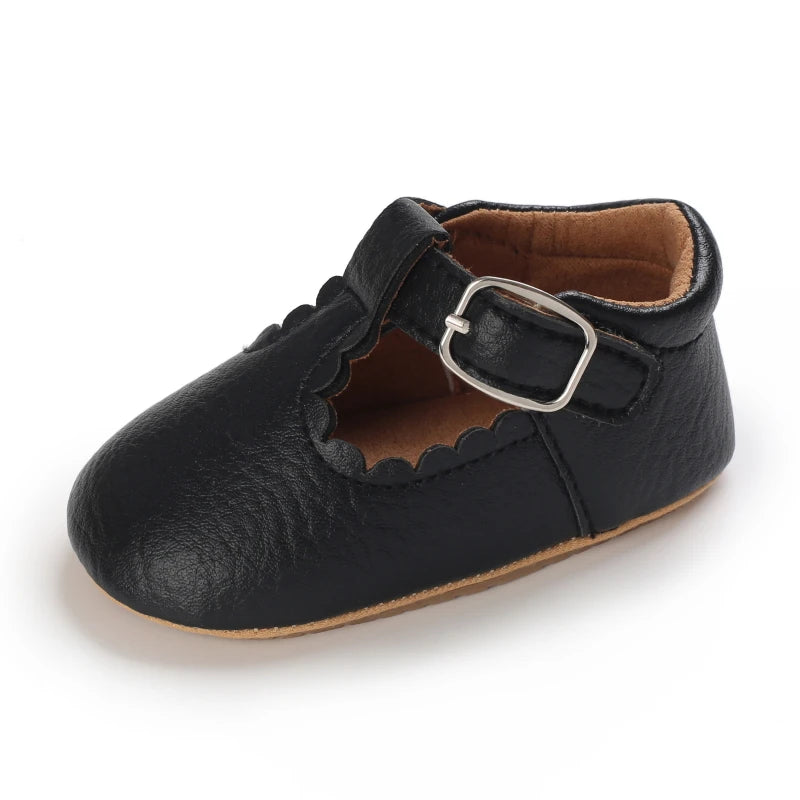 Baby Stripe Leather Shoes – Multicolor Non-Slip First Walkers