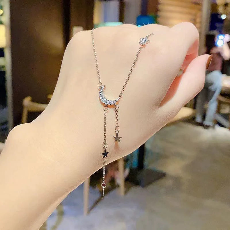 S925 Sterling Silver Star Diamond Moon