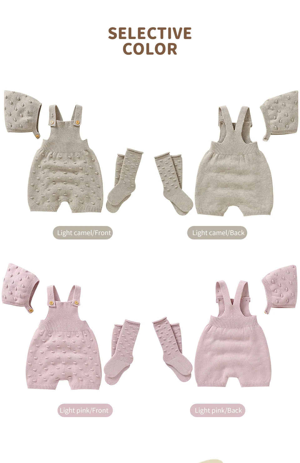 3pcs/Set Girls Sleeveless Knitted Rompers Hats Socks Outfits 0-18m Infant Suits