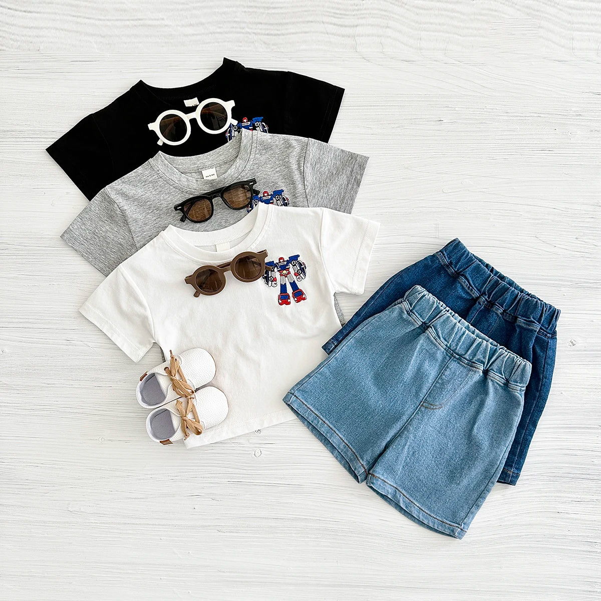 Baby Robot Embroidery Outfit – 2PCS (0–12M)