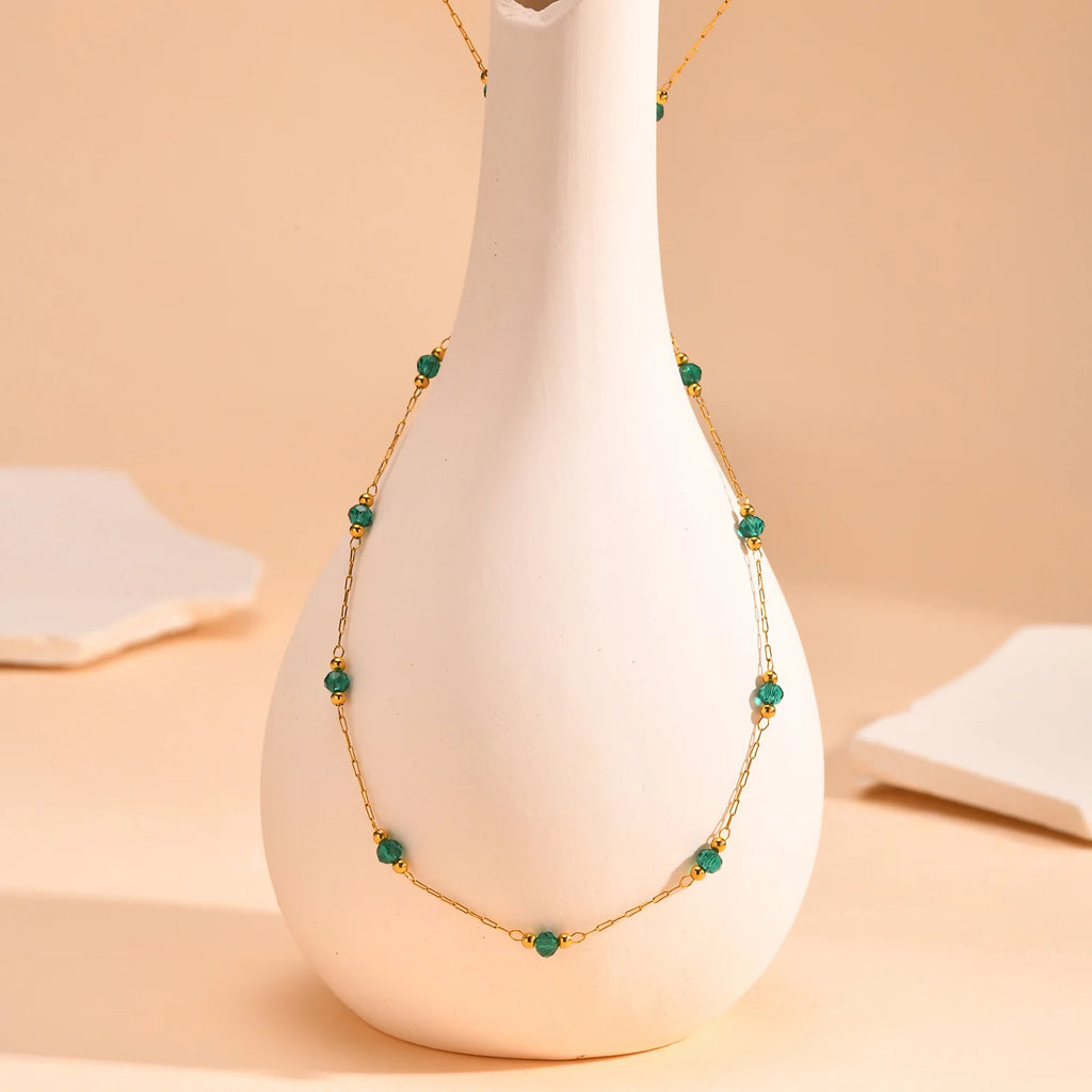 Vnox Green Stones Flower Charms