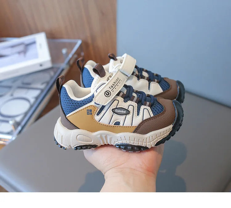 Boys’ Patchwork Sneakers – Casual Outdoor Sports Shoes