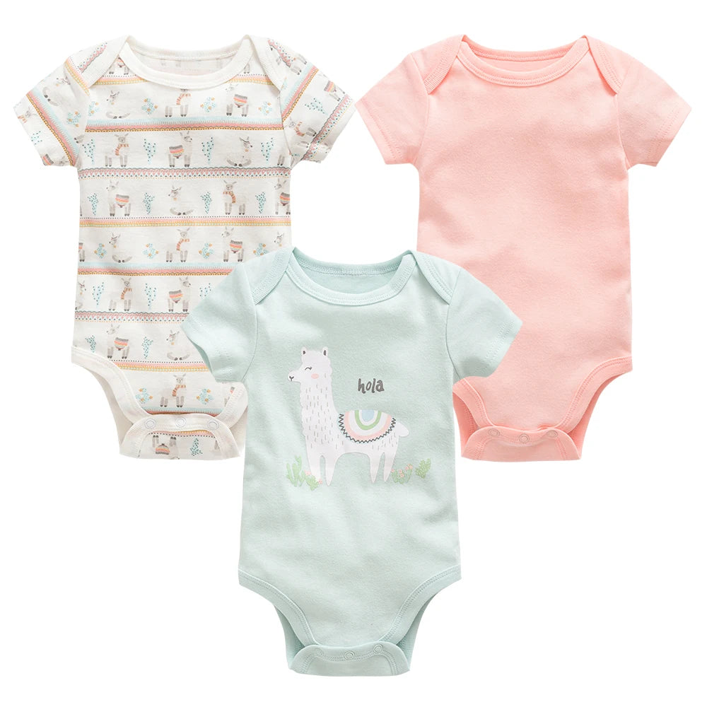 3/6PCS Baby Bodysuit Set, Cotton Short Sleeve 0–12M