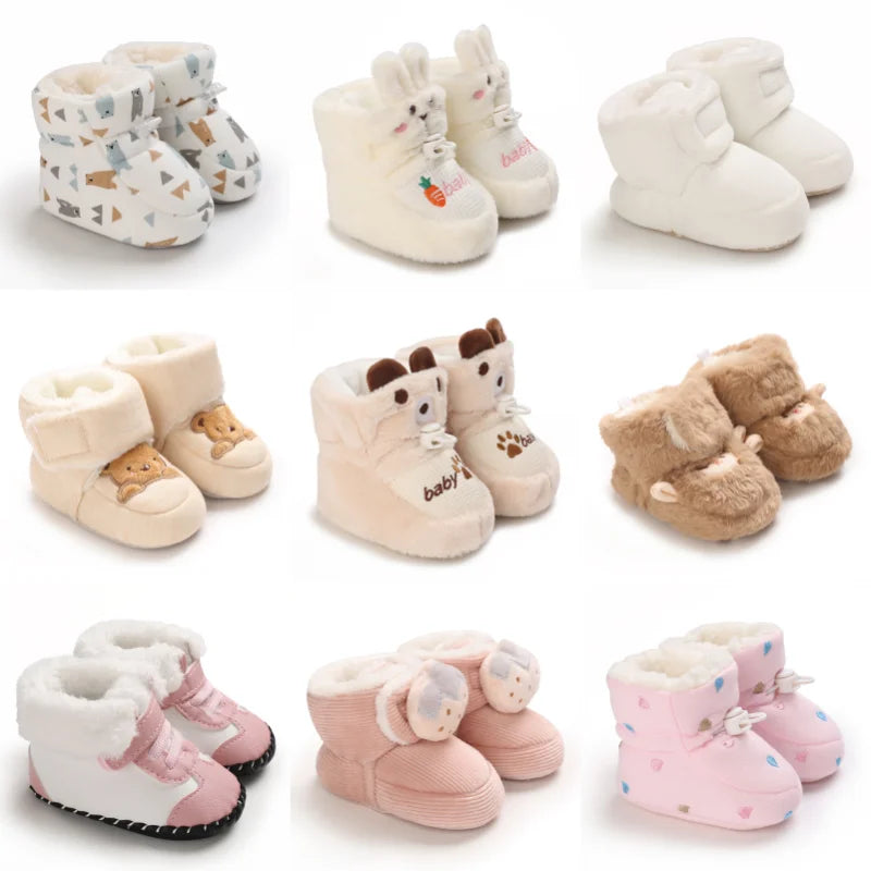 Winter 0-1 Year Old Baby Boots Warm and Cute Soft Soled Shoes