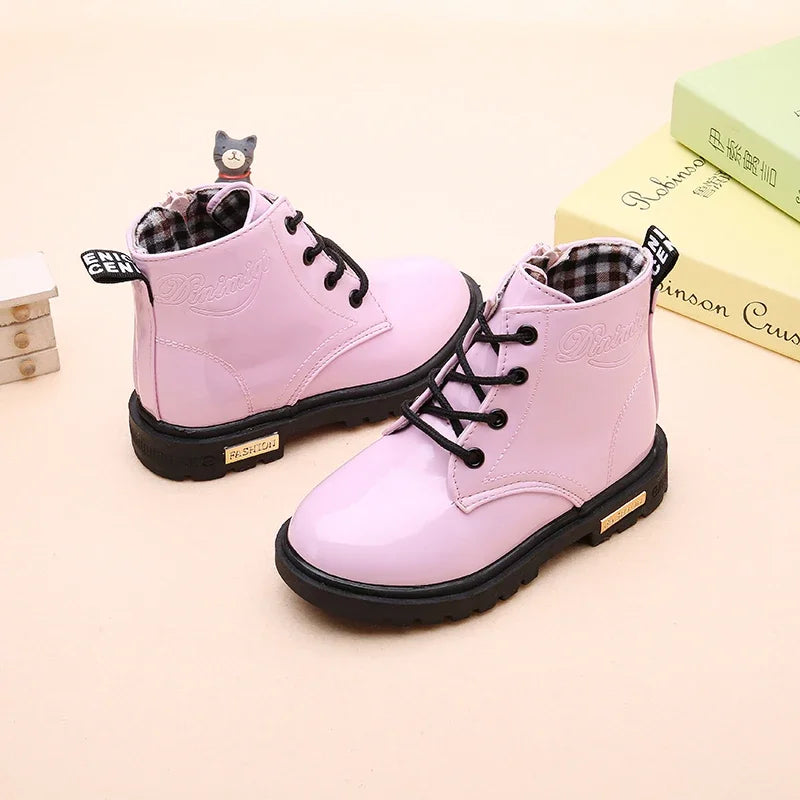 Girls’ PU Leather Winter Boots