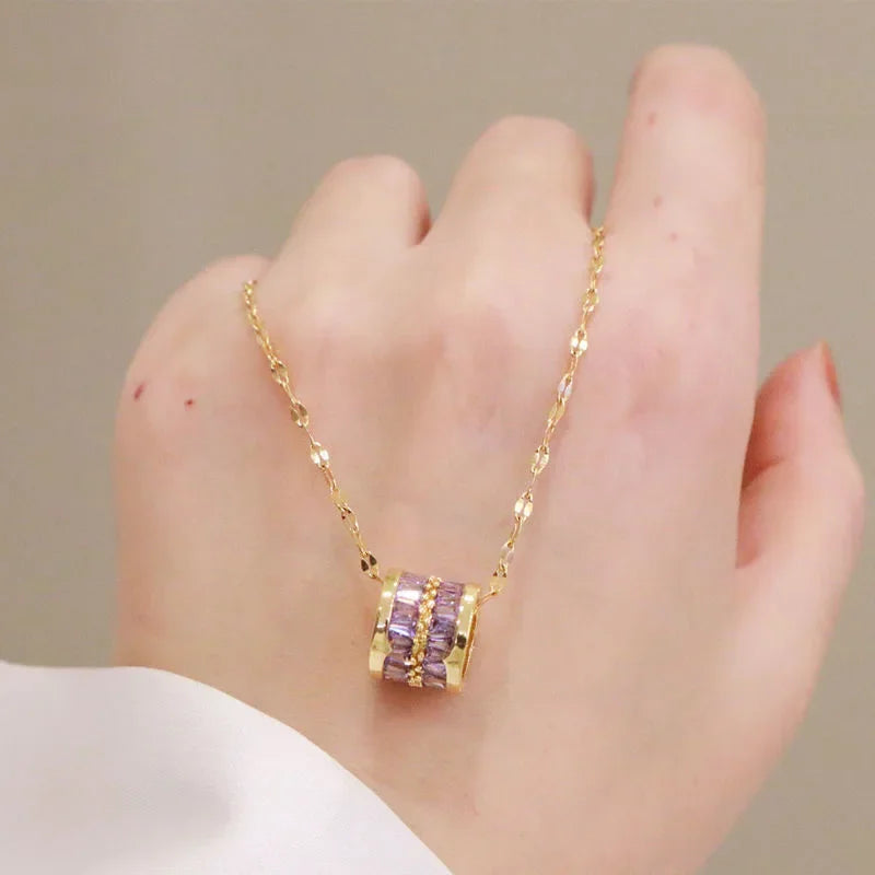 Lucky Stainless Steel Zircon Necklace
