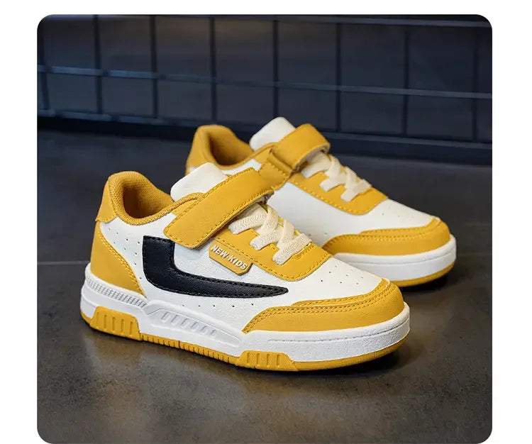 Kids’ Running Sneakers – Leather & Mesh, Non-Slip Shoes