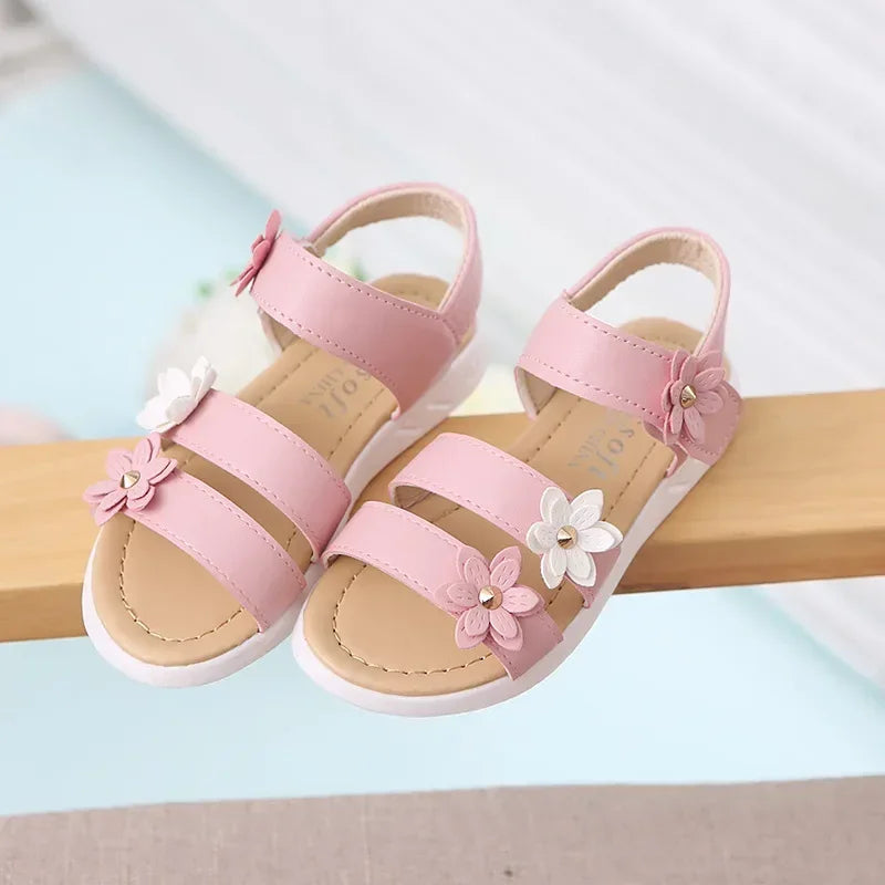 Girls’ Floral Gladiator Sandals – Soft Summer Beach Shoes