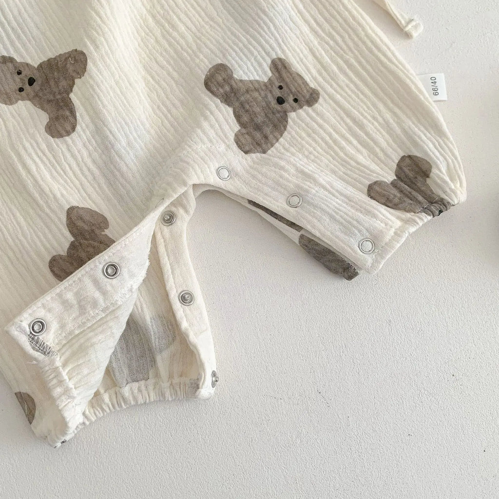 Cute Baby Bear Jumpsuit & Hat – Summer (0–18M)