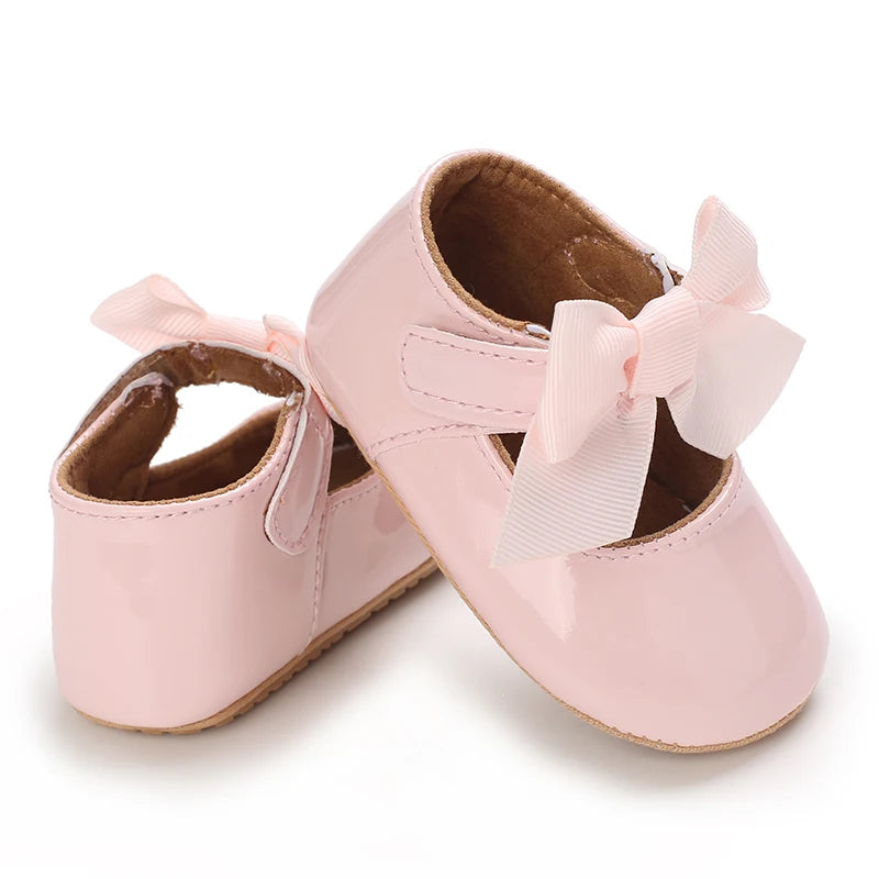 Baby Girl Bow Flats – Soft Sole Non-Slip First-Step Sandals