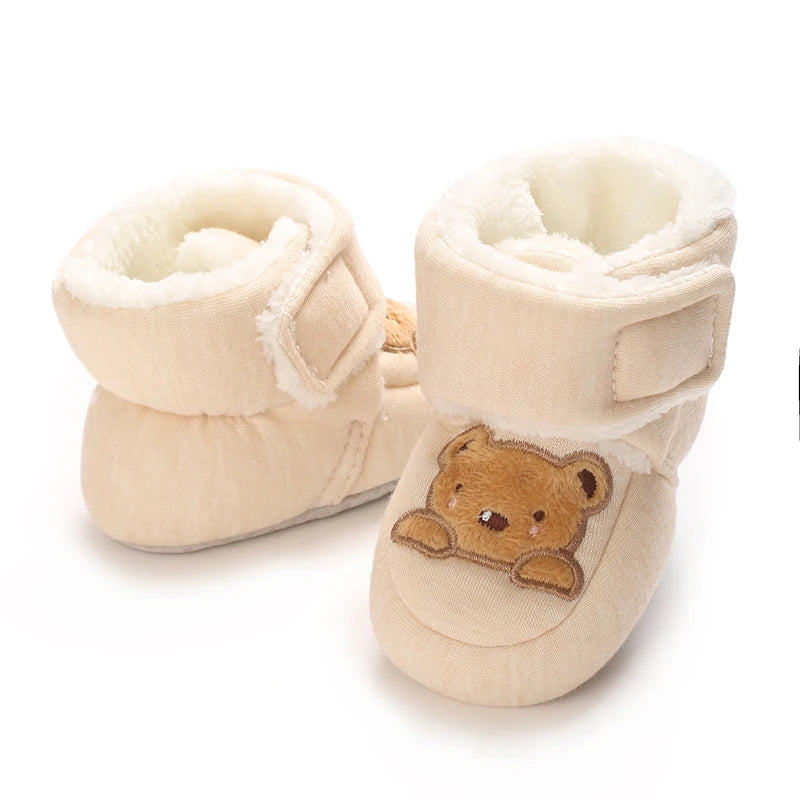 Baby Winter Cotton Shoes (0–1Y) – Thick Warm Teddy Bear Walking Shoes