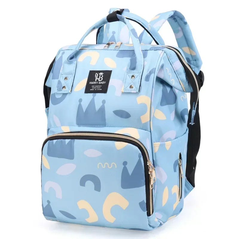 Fashion Print Nappy Backpack – Multi-Functional Large Capacity Mommy Bag for Outdoor Travel & Baby Care