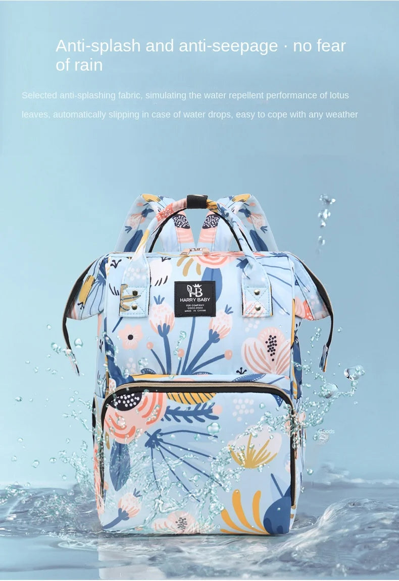 Fashion Print Nappy Backpack – Multi-Functional Large Capacity Mommy Bag for Outdoor Travel & Baby Care