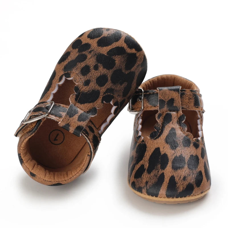 Baby Stripe Leather Shoes – Multicolor Non-Slip First Walkers