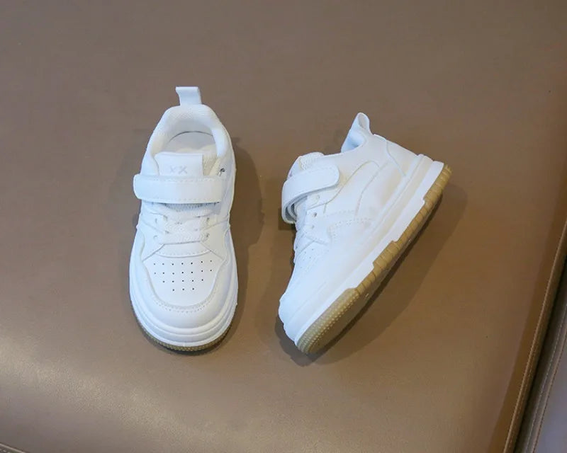 Kids White Spring/Autumn Sneakers – Lightweight Soft-Sole Casual Shoes