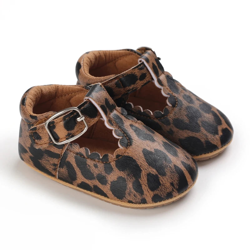 Baby Stripe Leather Shoes – Multicolor Non-Slip First Walkers