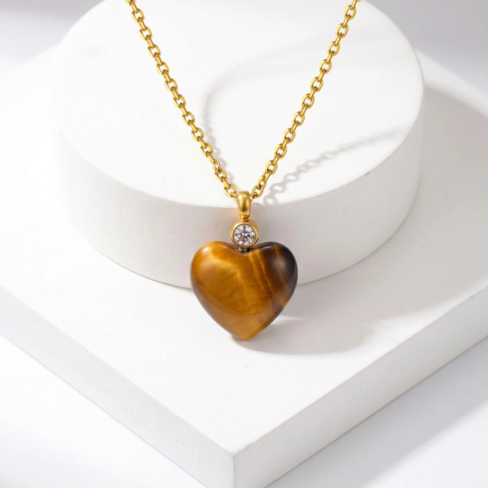 Vnox Stainless Steel Natural Stone Zircon