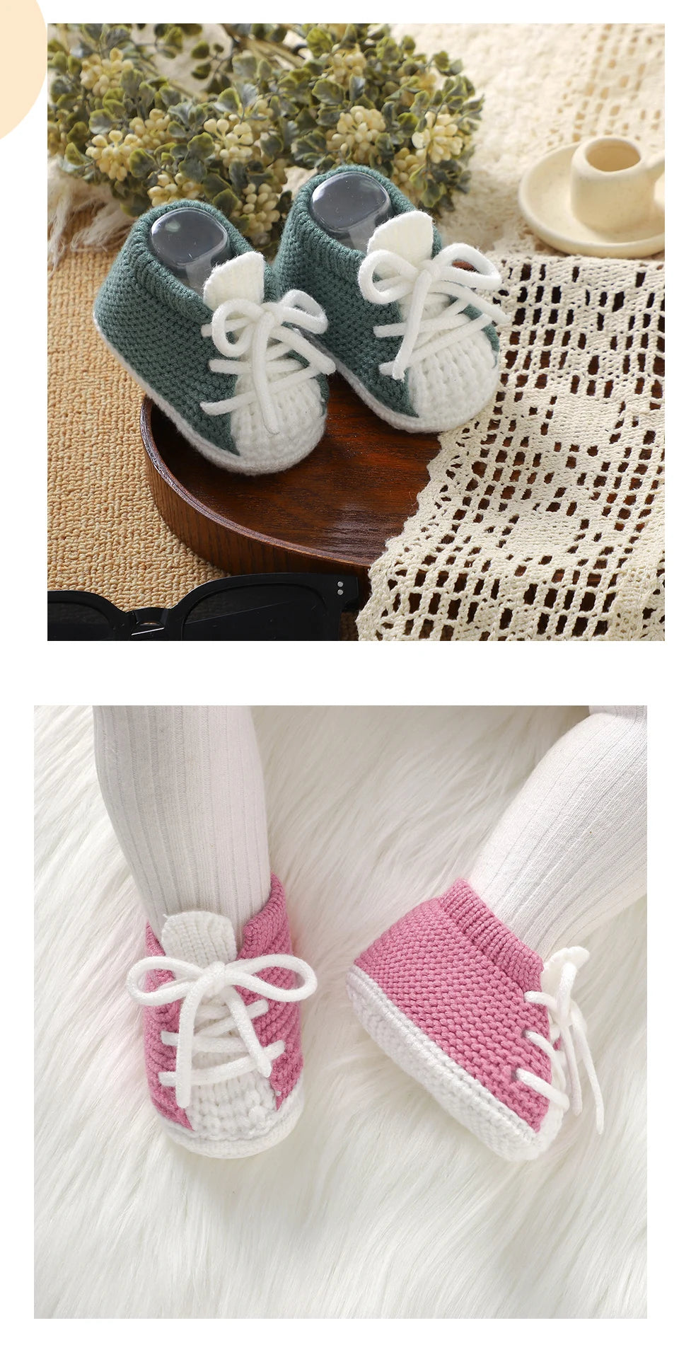 Baby Knitted Booties (0–18M) – Soft Sole Non-Slip First Walkers