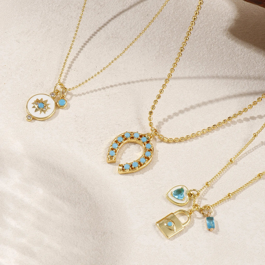 1PC Fashion Blue Series Brass
