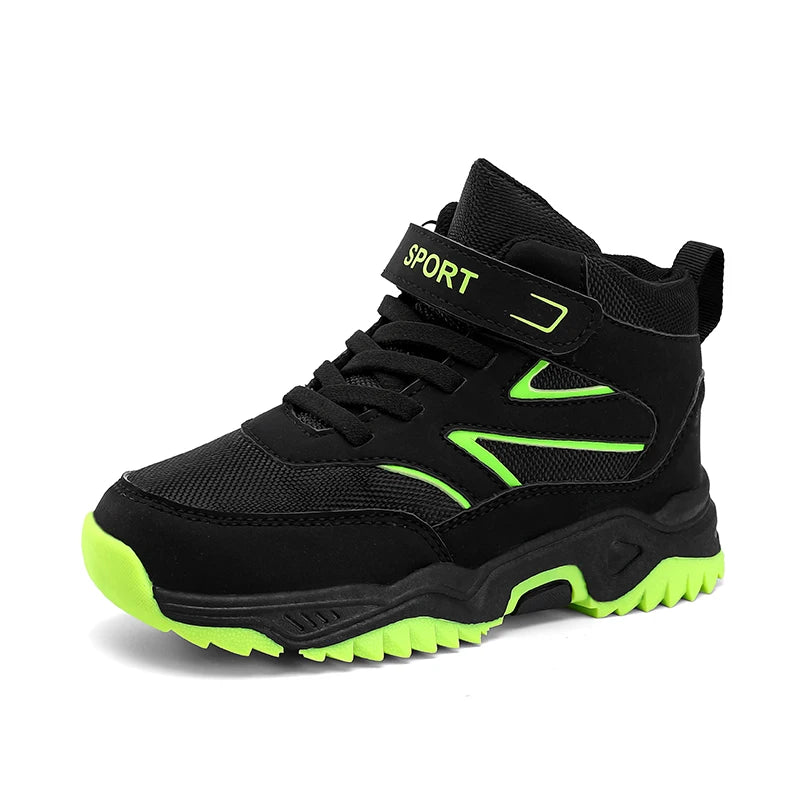 Boys’ Leather Sports Sneakers – Non-Slip, Breathable (Sizes 29–40)
