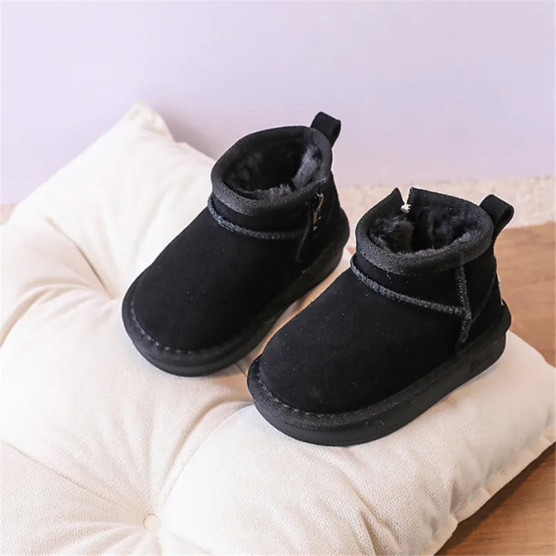 Baby Winter Snow Boots – Leather Plush Non-Slip Toddler Shoes