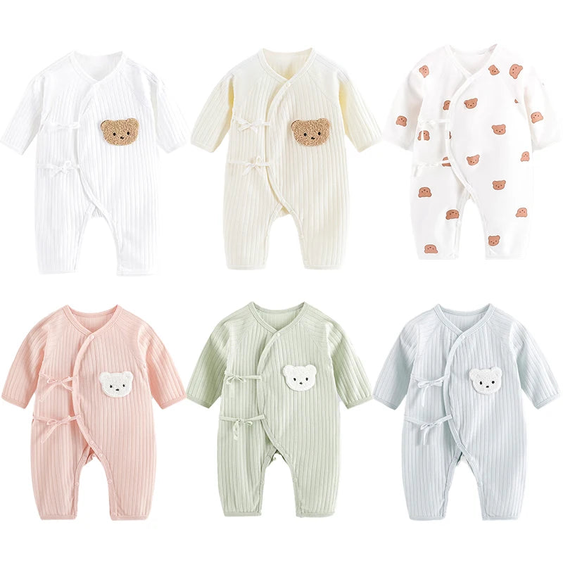 Baby Bear Cotton Romper – Long Sleeve (0–12M)