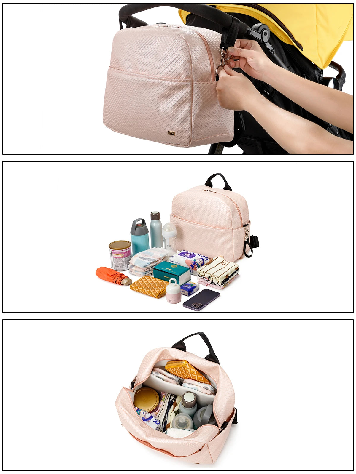 Soboba Stylish Mother Diaper Bag – Waterproof, Large Capacity Fashion Nappy Backpack