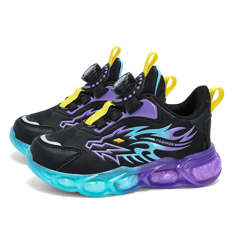 Kids Leather Sneakers – Lightweight Non-Slip Dragon Pattern Shoes (Size 28–39)