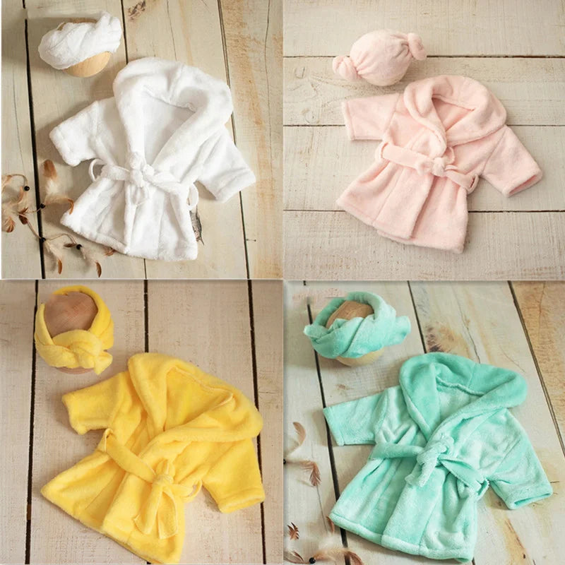 Baby Photo Props Bathrobe with Belt Bath Towel Set