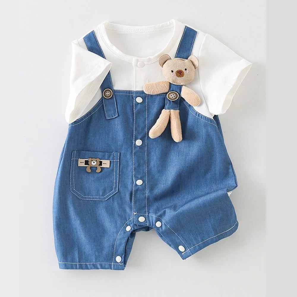 Baby Denim Bear Romper (0-24M)