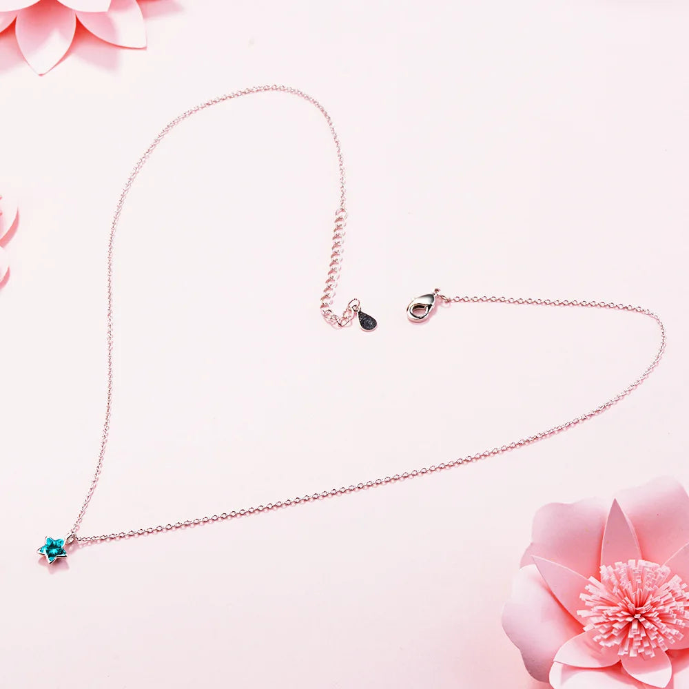 Sterling Silver Blue Star Necklace