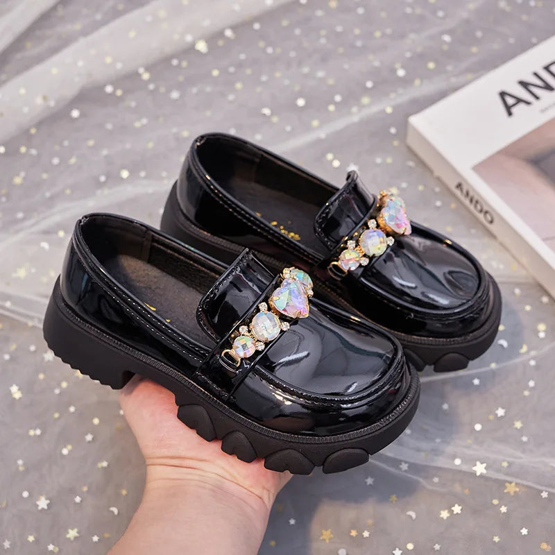 Girls’ Leather Princess Shoes – Low-Heeled Wedding Shoes