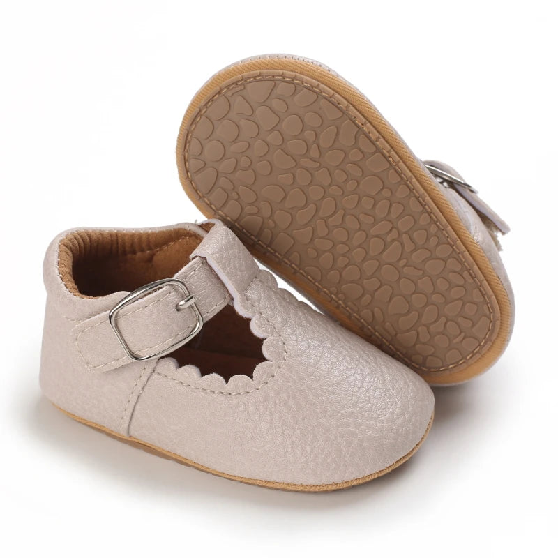 Baby Stripe Leather Shoes – Multicolor Non-Slip First Walkers