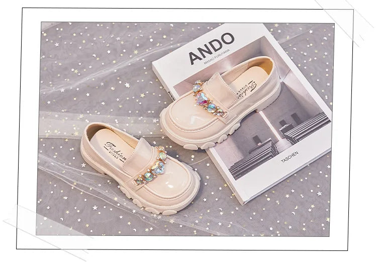 Girls’ Leather Princess Shoes – Low-Heeled Wedding Shoes