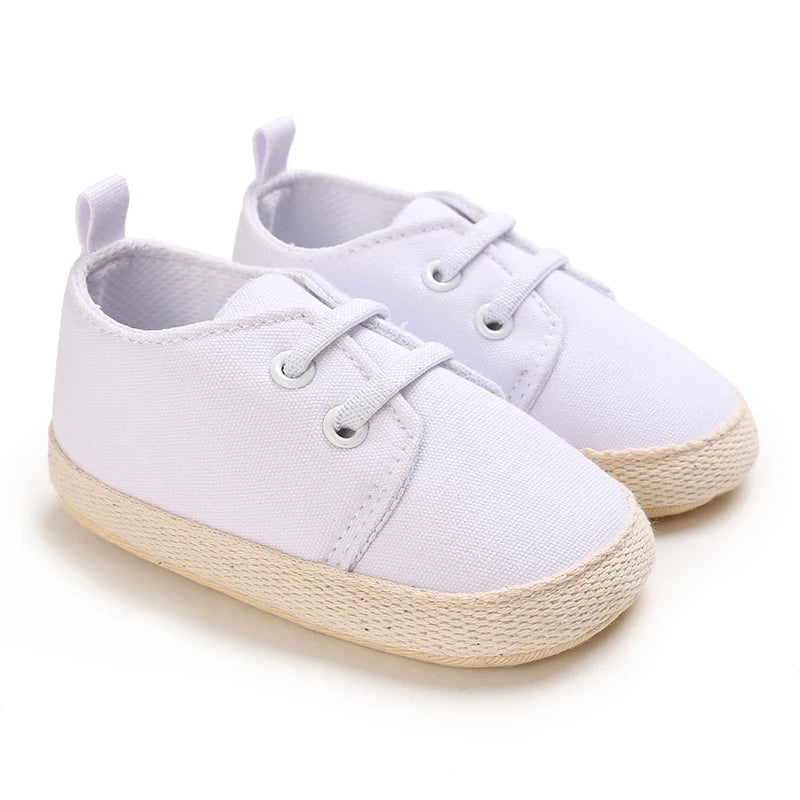 Infant Spring Sneakers (0–18M) – White Non-Slip Soft-Soled Shoes