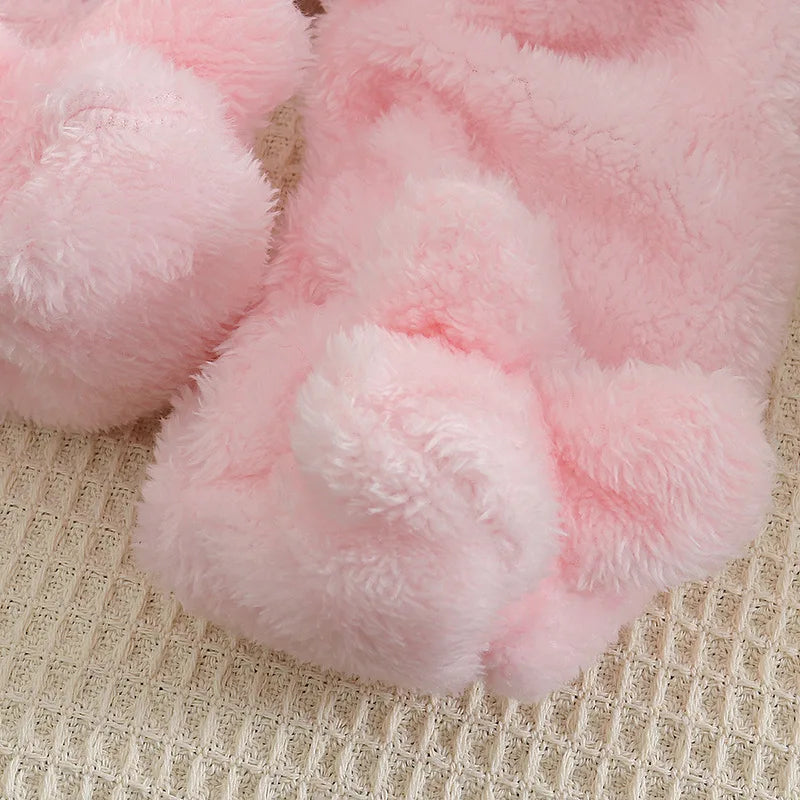 0–2 Years Baby Plush Jumpsuit, Cute Dog & Rabbit Print