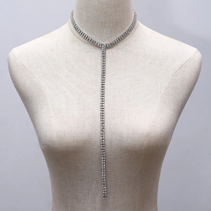 Rhinestone Crystal Gem Chocker Necklace