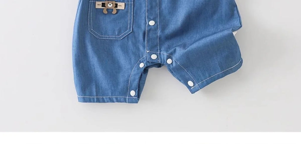 Baby Denim Bear Romper (0-24M)