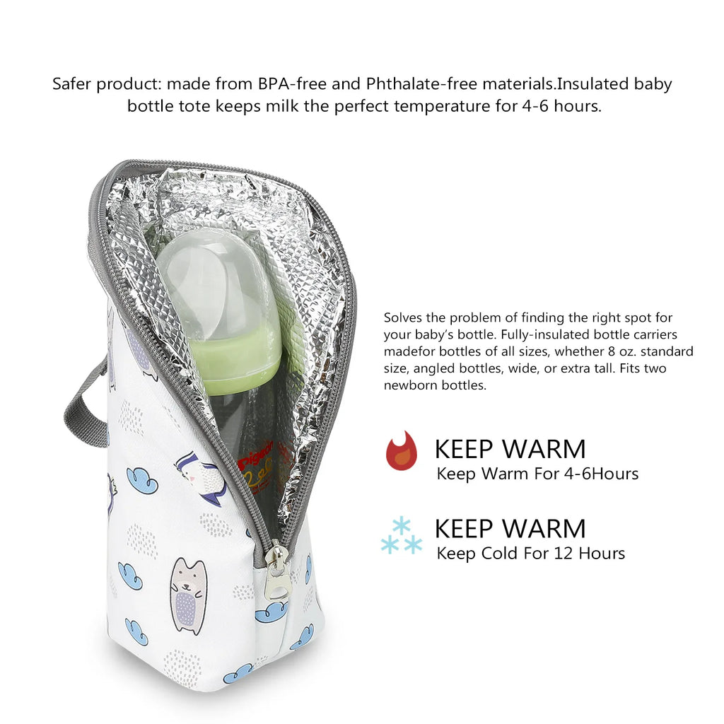 Portable Baby Feeding Bottle Bag – Aluminum Insulation, Stroller Hanging