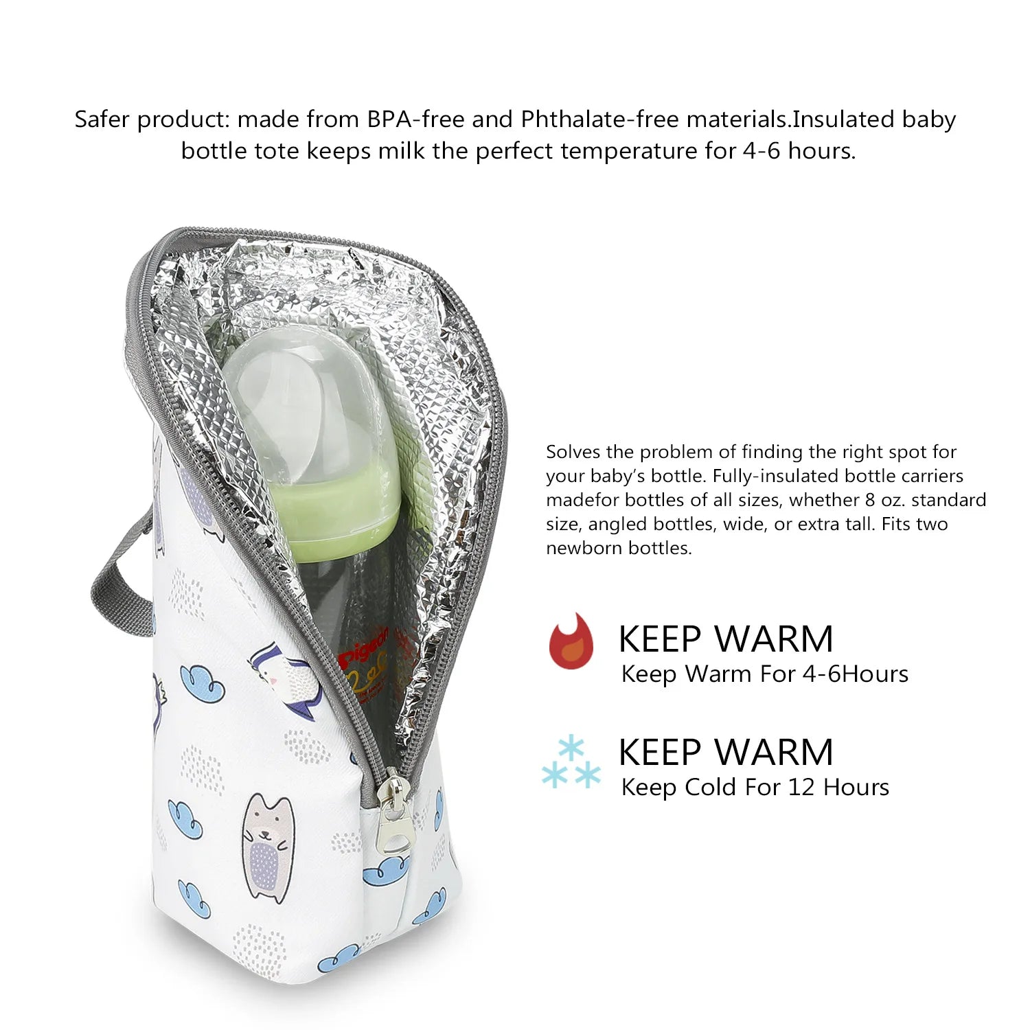 Portable Baby Feeding Bottle Bag – Aluminum Insulation, Stroller Hanging